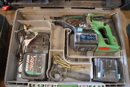 Hitachi 24v cordless SDS hammer drill c/w charger, spare battery & carry case P45253