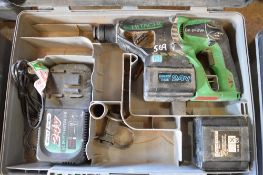Hitachi 24v cordless SDS hammer drill c/w charger, spare battery & carry case P45287