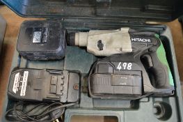 Hitachi 24v cordless SDS hammer drill c/w charger, spare battery & carry case P45825