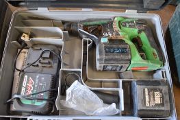Hitachi 24v cordless SDS hammer drill c/w charger, spare battery & carry case P45240