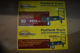 36 inch x 74 inch 200 lb platform truck with pneumatic tyres New & unused
