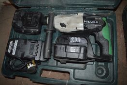 Hitachi 24v cordless SDS hammer drill c/w charger, spare battery & carry case  P45793