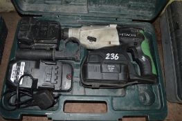 Hitachi 24v cordless SDS hammer drill c/w charger, spare battery & carry case P45789