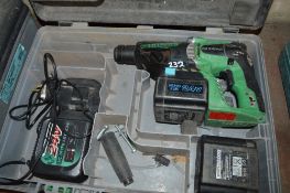 Hitachi 24v cordless SDS hammer drill c/w charger, spare battery & carry case P45323