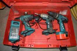 3 - Makita cordless drills for spares c/w charger & carry case