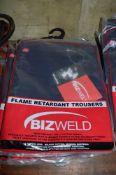 4 pairs of Biz-Weld blue flame retardant trousers size 41W x 31L New & unused