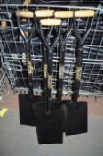 5 - Chunky black all steel taper mouth shovels New & unused