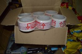 Box of 36 rolls of "CAUTION" sealing tape New & unused