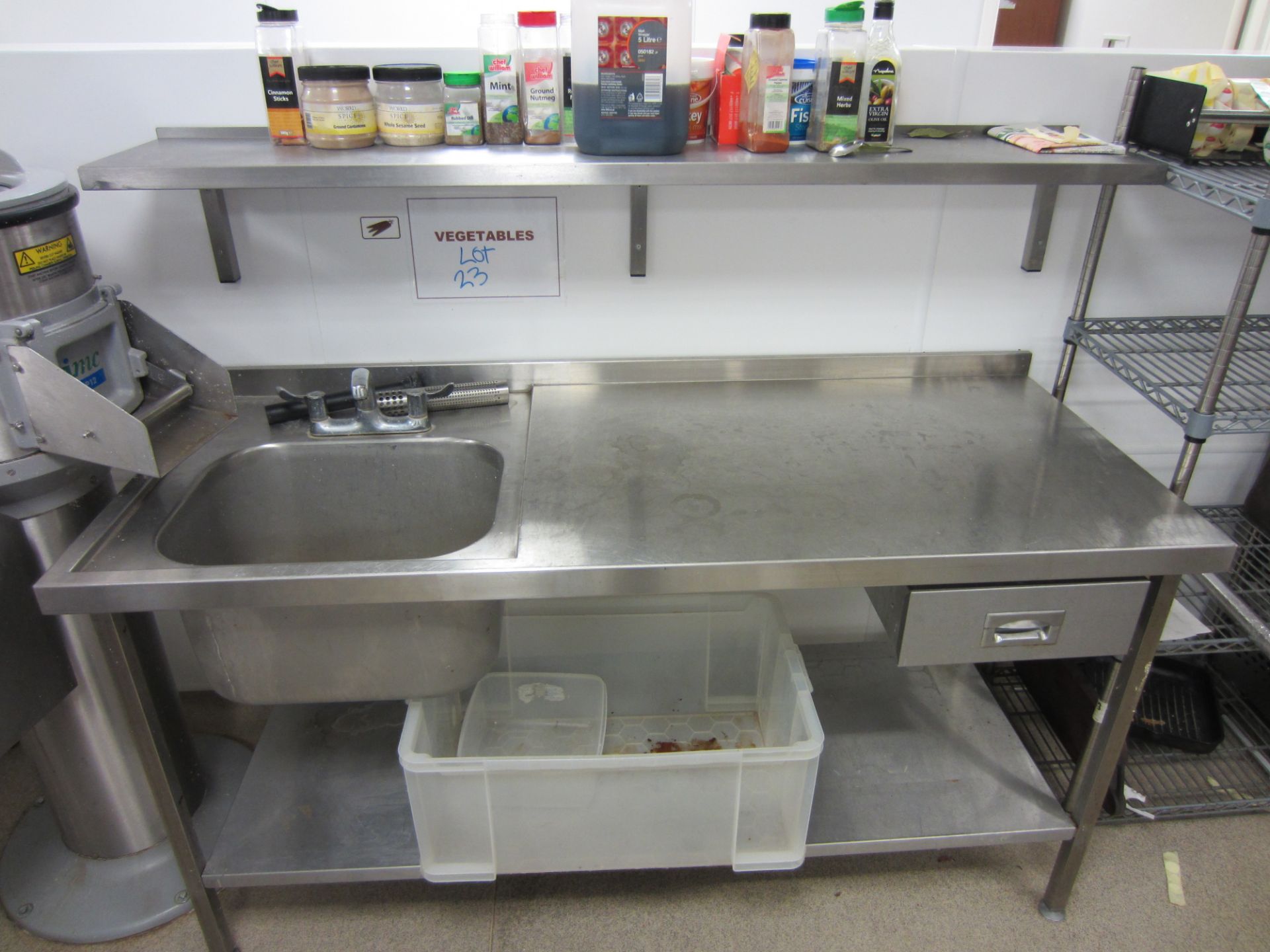 Stainless Steel 1700x700 Prep Table With LH Deep Sink, Chrome Mixer Taps, Fitted Single Drawer