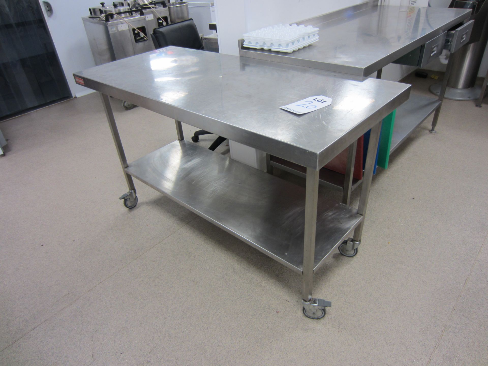 2 x Franke Stainless Steel Mobile Prep Tables 1500 x 650 - Image 2 of 2