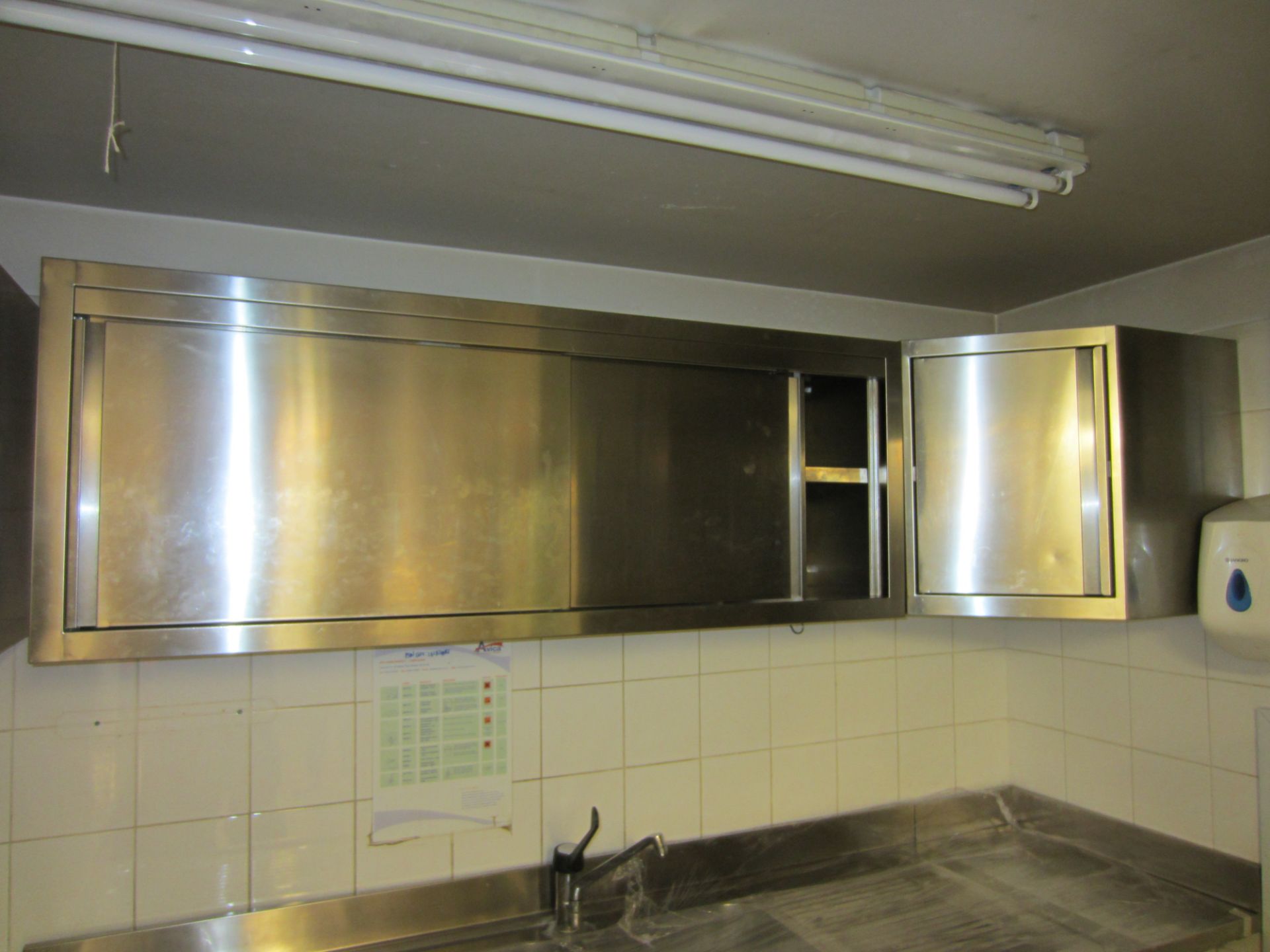 Two Stainless Steel Wall Mounted Fitting Wall Cupboards With Sliding Doors & Two Corner Cupboards - Image 2 of 2
