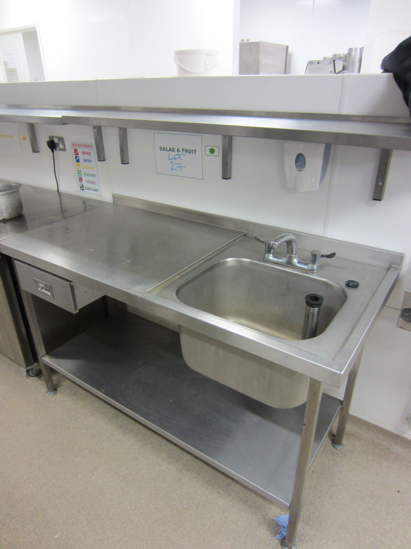 Stainless Steel Commercial Sink With LH Drainer, 1500x700 Recessed Single Bowl Sink