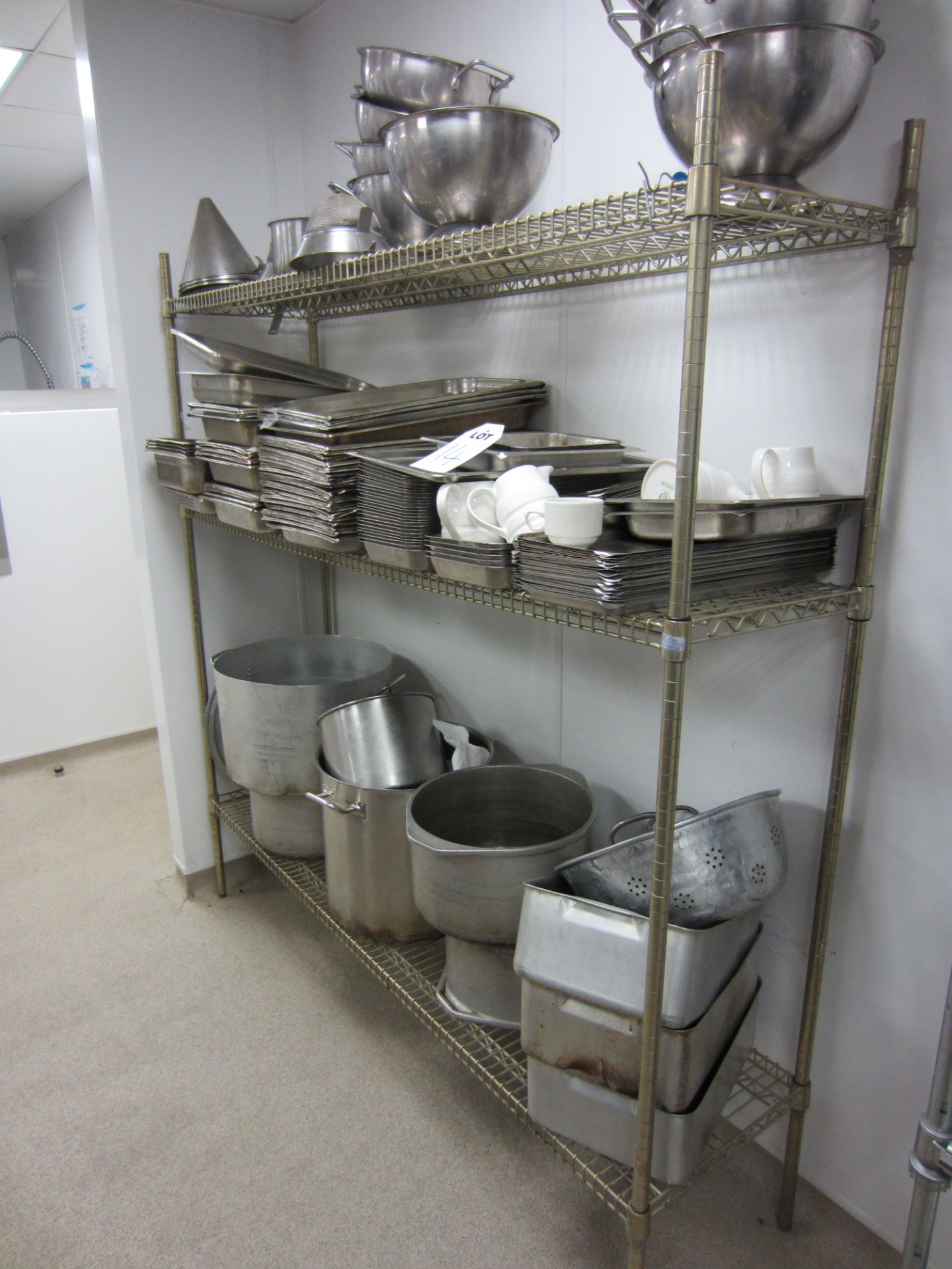 Dry Storage Rack Double Width 1800mm, With Contents, Cooking Pots & Stainless Cookware as pictured