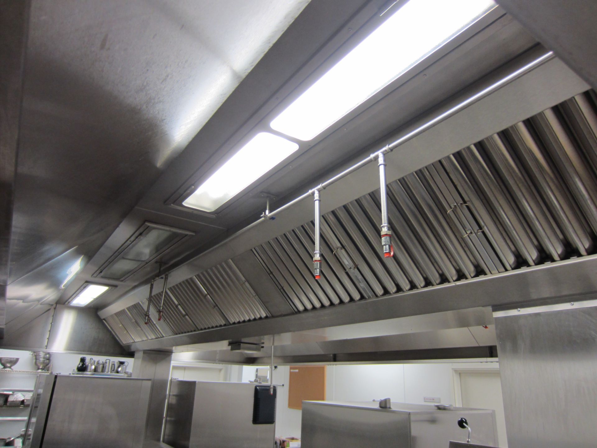 Large Overhead Stainless Steel Extraction Hood Incorporating Fire Suppression System - Image 5 of 7