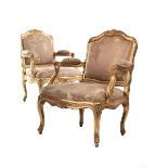 Pair of Louis XV fauteuils,Jacques Baptiste Meunier, attributed Height: 92 cm. Width: 69 cm.