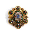 Enamel brooch pendant by Carlo GiulianoLength: ca. 4 cm. Width: ca. 3 cm. Weight: ca. 14.0 g. 18