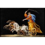 Micromosaic with chariot9.6 x 14 cm. Italy, early 19th century  Mikromosaik mit Streitwagen 9,6 x 14