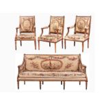 Louis XVI living room suiteArmchair height: 100 cm. Width: 64 cm. Depth: 64 cm. Sofa height: 102 cm.