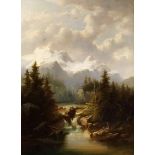 Umkreis Anton Hansch, 1813 Wien - 1876 Salzburg DAS WALSERTAL, UM 1870 Öl auf Leinwand. 100 x 70 cm.