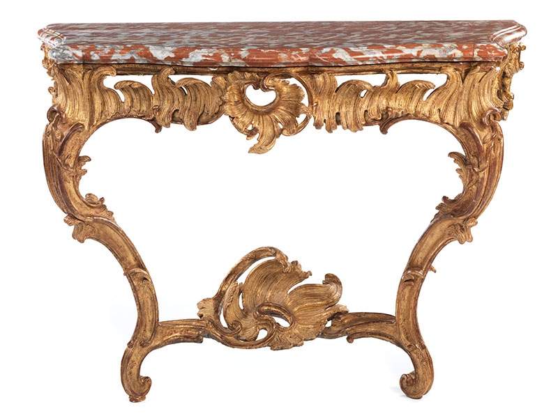 Franconian Baroque console tableHeight: ca. 85 cm. Width: 115 cm. Depth: 57 cm. Würzburg, ca. - Image 3 of 5