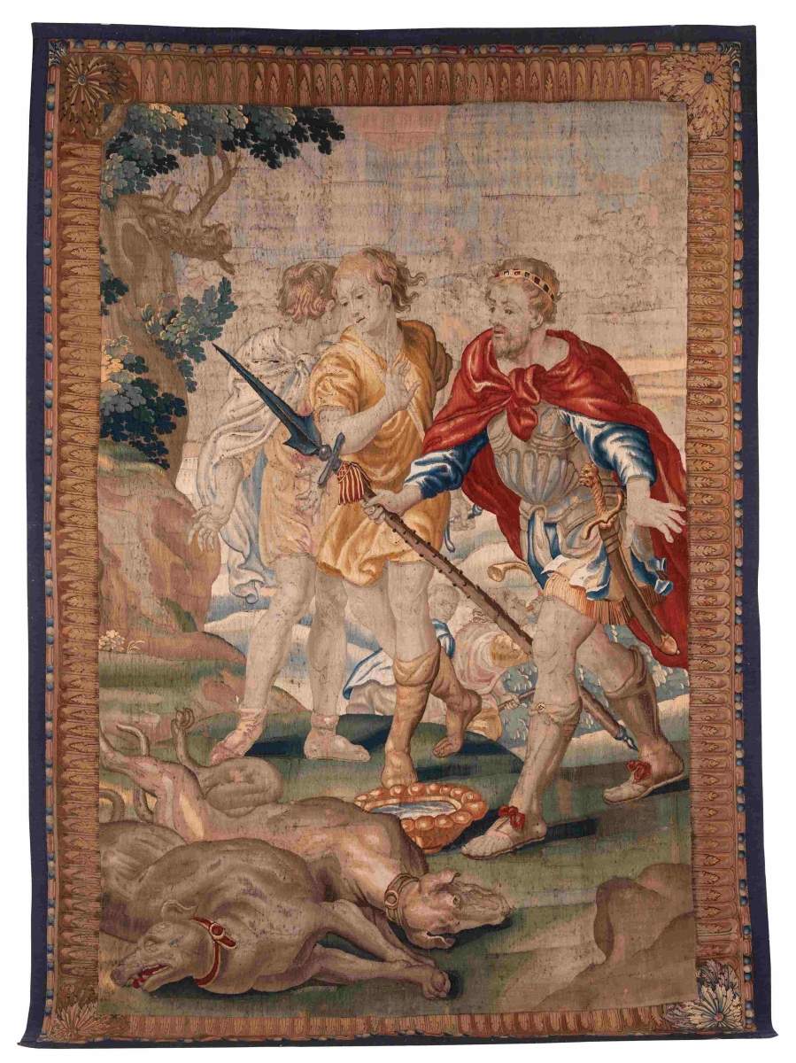 Tapestry310 x 210 cm Flanders, 17th/ 18th century. Portrait-format tapestry. The subject probably - Image 5 of 5