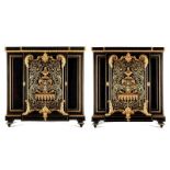 Pair of exceptional Louis XIV style cupboardsHeight: 119 cm. Width: 118 and 109 cm. Depth: ca. 48