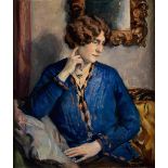 Max Rimböck, 1890 - 1956 PORTRAIT EINER DAME MIT BLAUER JACKE Öl auf Leinwand. 82 x 70 cm. Rechts