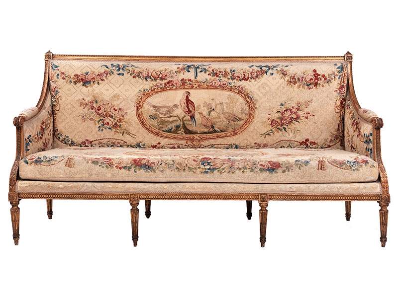 Louis XVI living room suiteArmchair height: 100 cm. Width: 64 cm. Depth: 64 cm. Sofa height: 102 cm. - Image 3 of 7