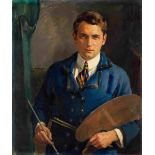 Max Rimböck, 1890 - 1956 SELBSTPORTRAIT ALS MALER Öl auf Leinwand. 87 x 73 cm. Links unten