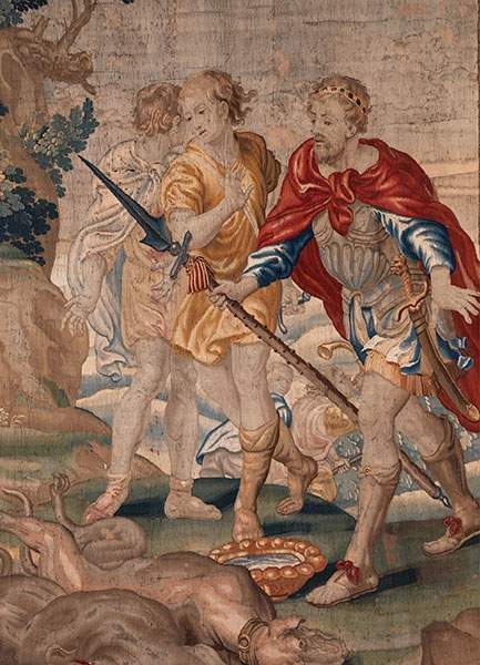 Tapestry310 x 210 cm Flanders, 17th/ 18th century. Portrait-format tapestry. The subject probably - Image 2 of 5