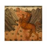 Tuscan 15th century painterDEPICTION OF ONE OF HERCULES' LABOURS Tempera on panel. 40.5 x 43 cm.