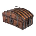 Leather casket with iron fittingsHeight: 26 cm. Length: 51 cm. Depth: 33 cm. Italy/ Spain, 17th