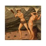 Tuscan 15th century painterDEPICTION ONE OF HERCULES' LABOURS Tempera on panel. 40.5 x 43 cm.