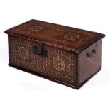 Walnut box with mother-of-pearl inlaysHeight 25 cm. Width 59 cm. Depth ca. 30 cm. Venice, 17th