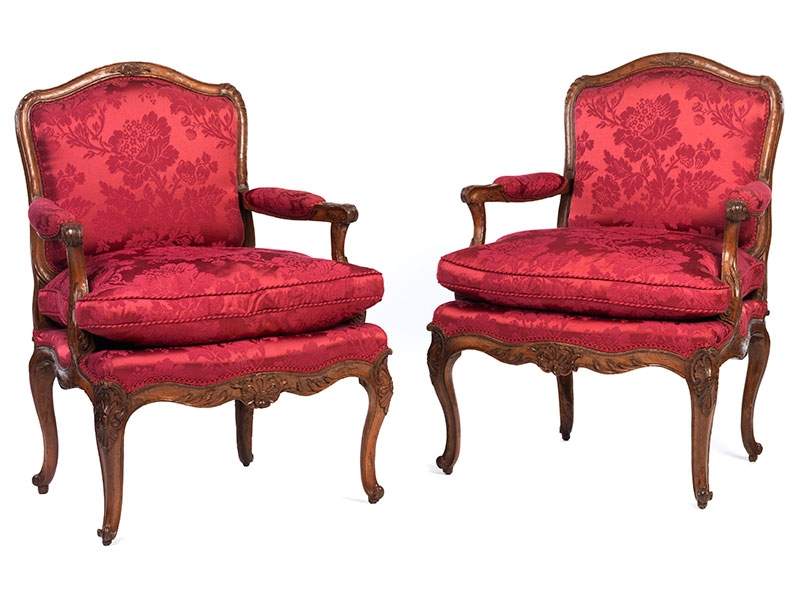 Pair of Régence fauteuilsHeight: ca. 95 cm. Width: 72 cm. Depth: 56 cm. 18th century. The frame is - Image 2 of 5