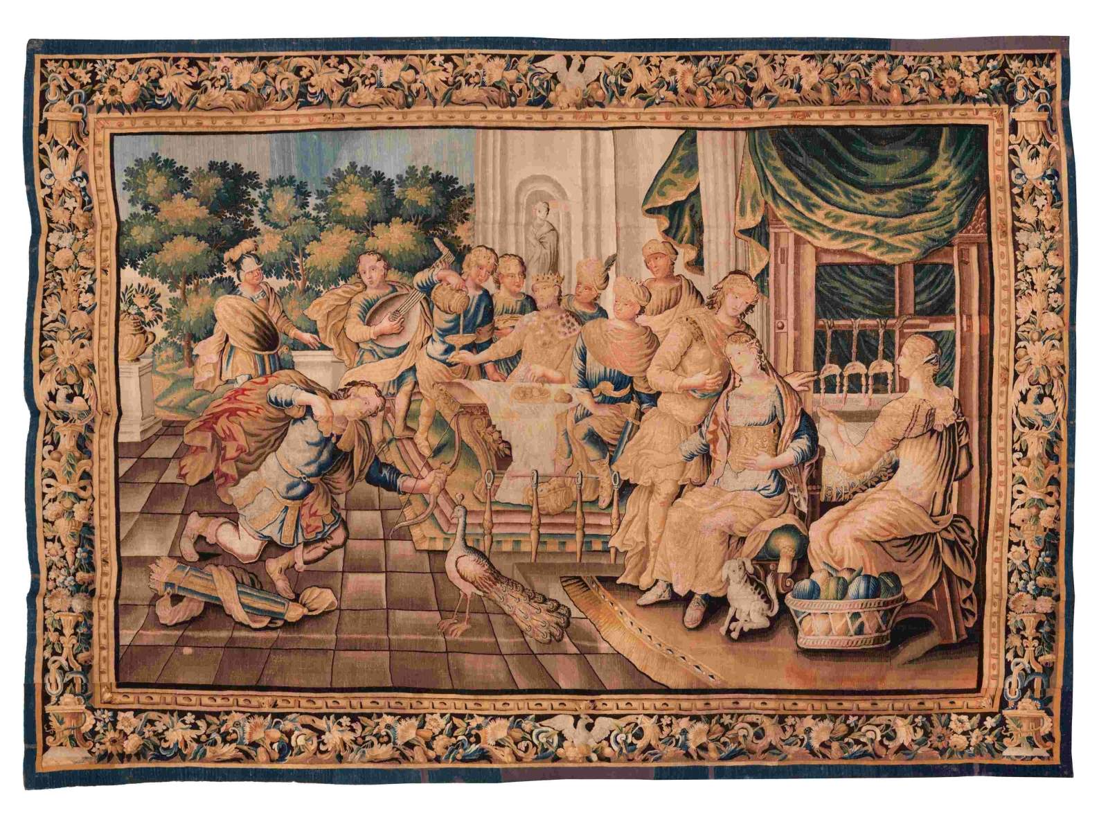 Gobelin tapestry of the Royal Manufacture with scenes from the myth of Odysseus Circa 1665. The