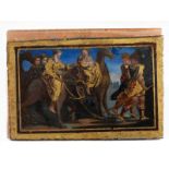 Very rare, small reverse glass painting in églomisé techniqueTHE FLIGHT INTO EGYPT 9.5 x 14 cm.