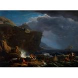 Adrien Manglard,1695 Lyon - 1760 Rome, attributed SHIPWRECK ON STORMY SEAS Oil on canvas. 137 x