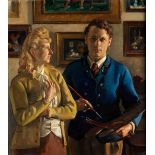 Max Rimböck,1890 - 1956 LARGE-FORMAT SELF-PORTRAIT WITH HIS WIFE Oil on canvas. Ca. 112 x 100 cm.