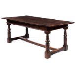 Refectory tableHeight: 77.5 cm. Width: 213 cm. Depth: 91 cm. 18th century. Walnut. Signs of ageing