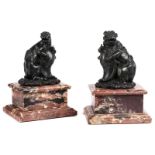 Pair of lions as coat of arms holdersHeight of the sculptures: 14.5 cm. Height of the base: ca. 9