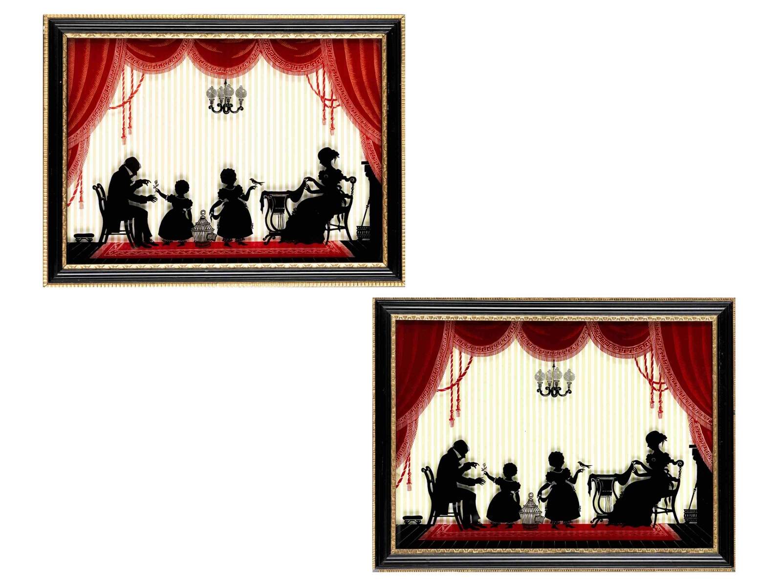 Paar Silhouettenbilder Sichtmaß: 24 x 34 cm. England, 19./ 20. Jahrhundert. Identische Darstellung - Image 4 of 4