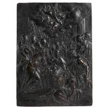 Bronze relief panel with the depiction of the Adoration of the shepherds in Bethlehem23 x 17 cm.