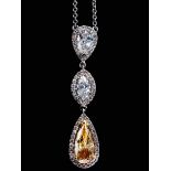 Diamond necklaceNecklace size: ca. 42 cm. Central pendant: ca. 4.5 cm. Weight: ca. 8.8 g. White gold