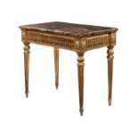 Louis XVI console tableHeight: 84.5 cm. Width: 105 cm. Depth: 57 cm. France, 18th century. Carved