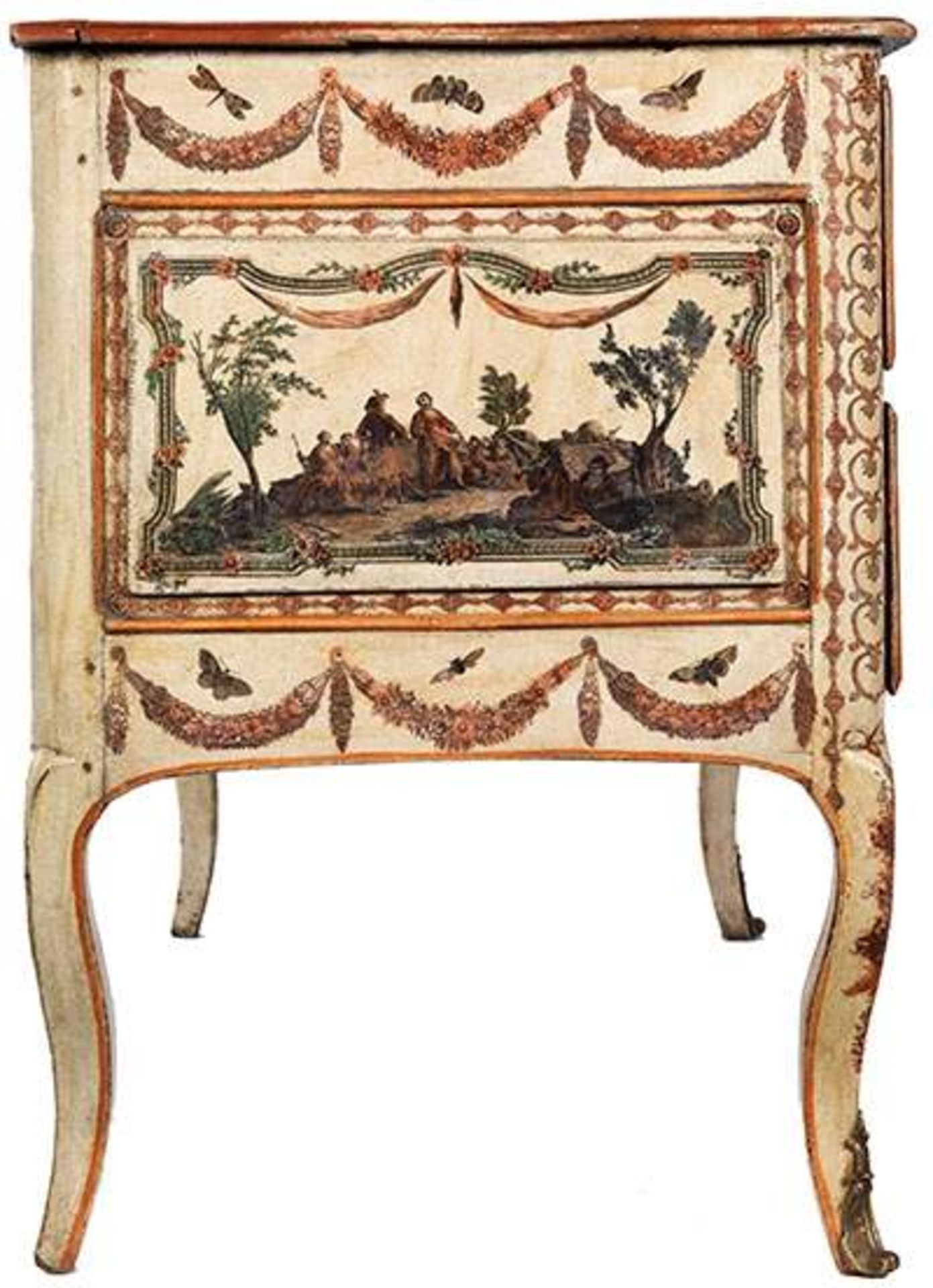 Rococo commode with Arte Povera decorationHeight: 87 cm. Width: 127 cm. Depth: 61 cm. 18th - Bild 3 aus 6