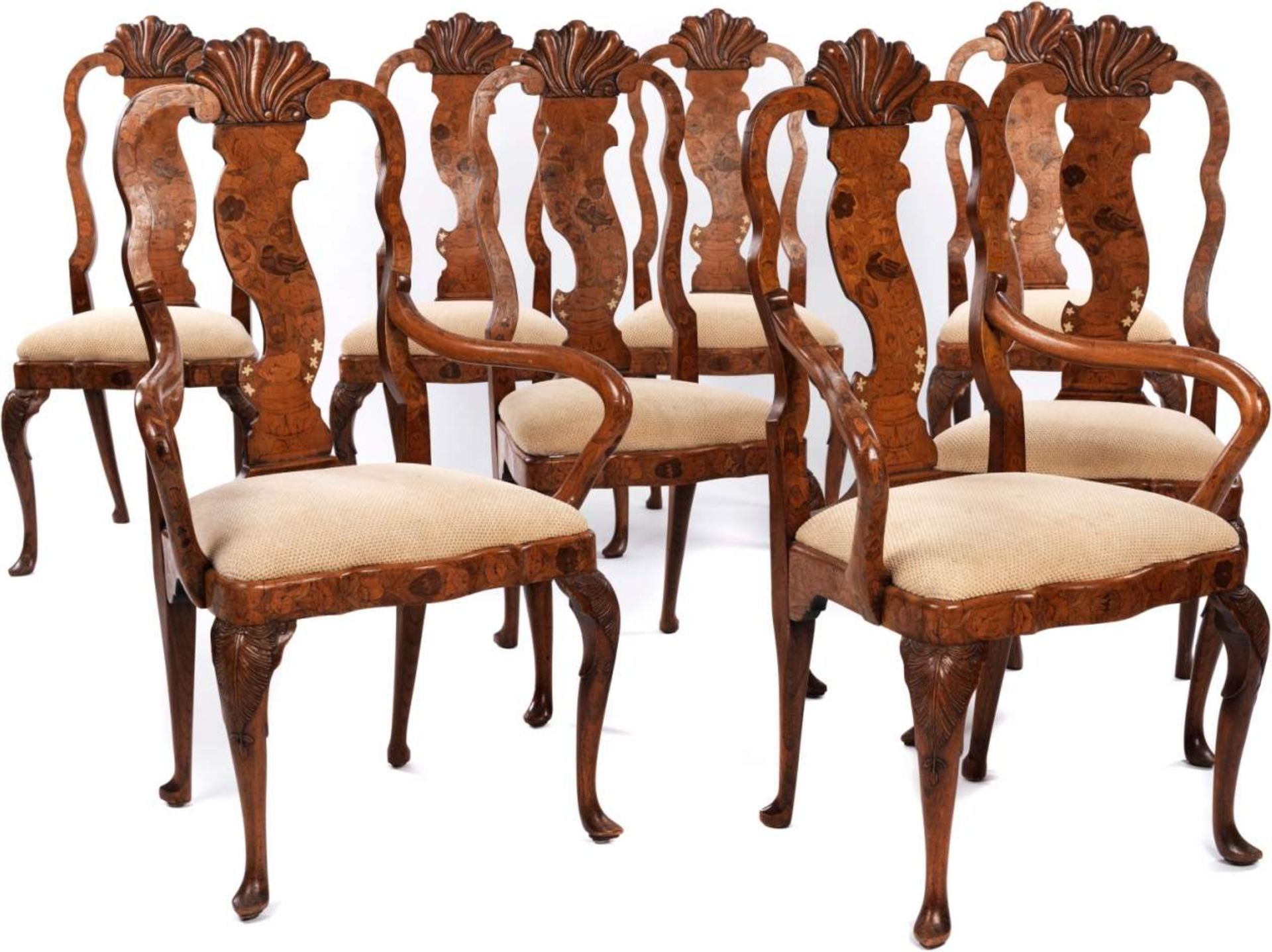 Set of eight Baroque chairs and two armchairsHeight: 114 cm. Width: 53 and 72 cm. Depth: 46 cm. - Bild 4 aus 4