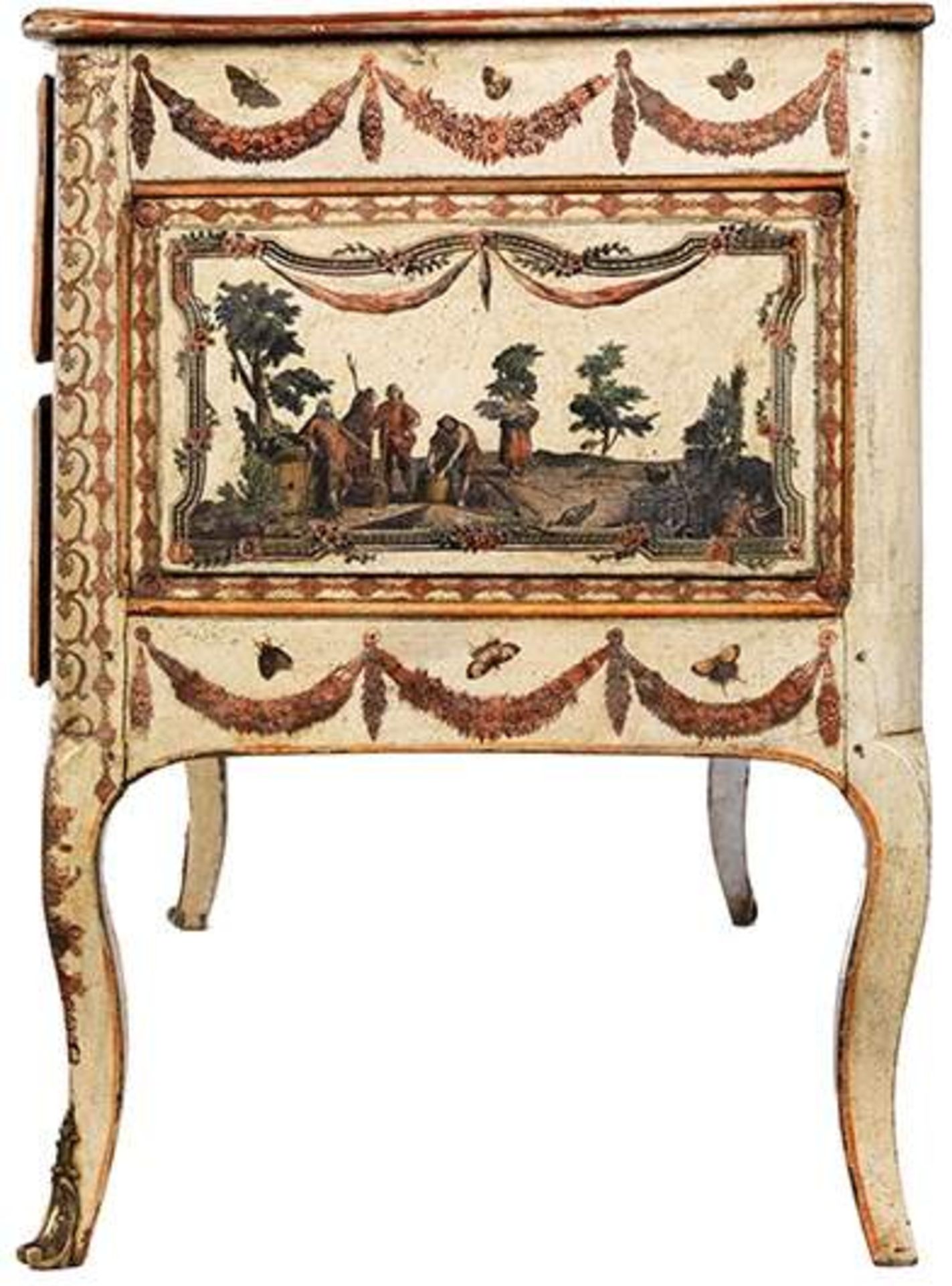 Rococo commode with Arte Povera decorationHeight: 87 cm. Width: 127 cm. Depth: 61 cm. 18th - Bild 4 aus 6