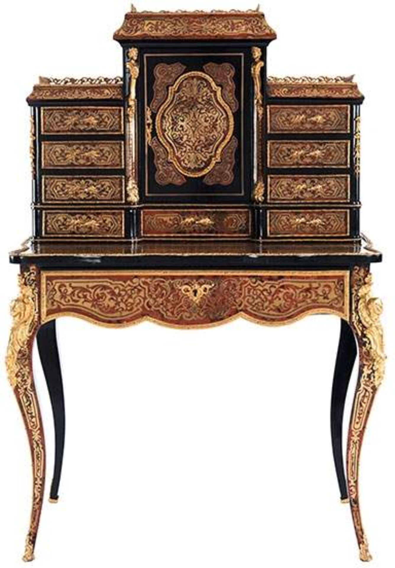Magnificent Napoleon III bureau cabinet with Boulle-style marquetryHeight: 132 cm. Width: ca. 89 cm. - Bild 2 aus 5