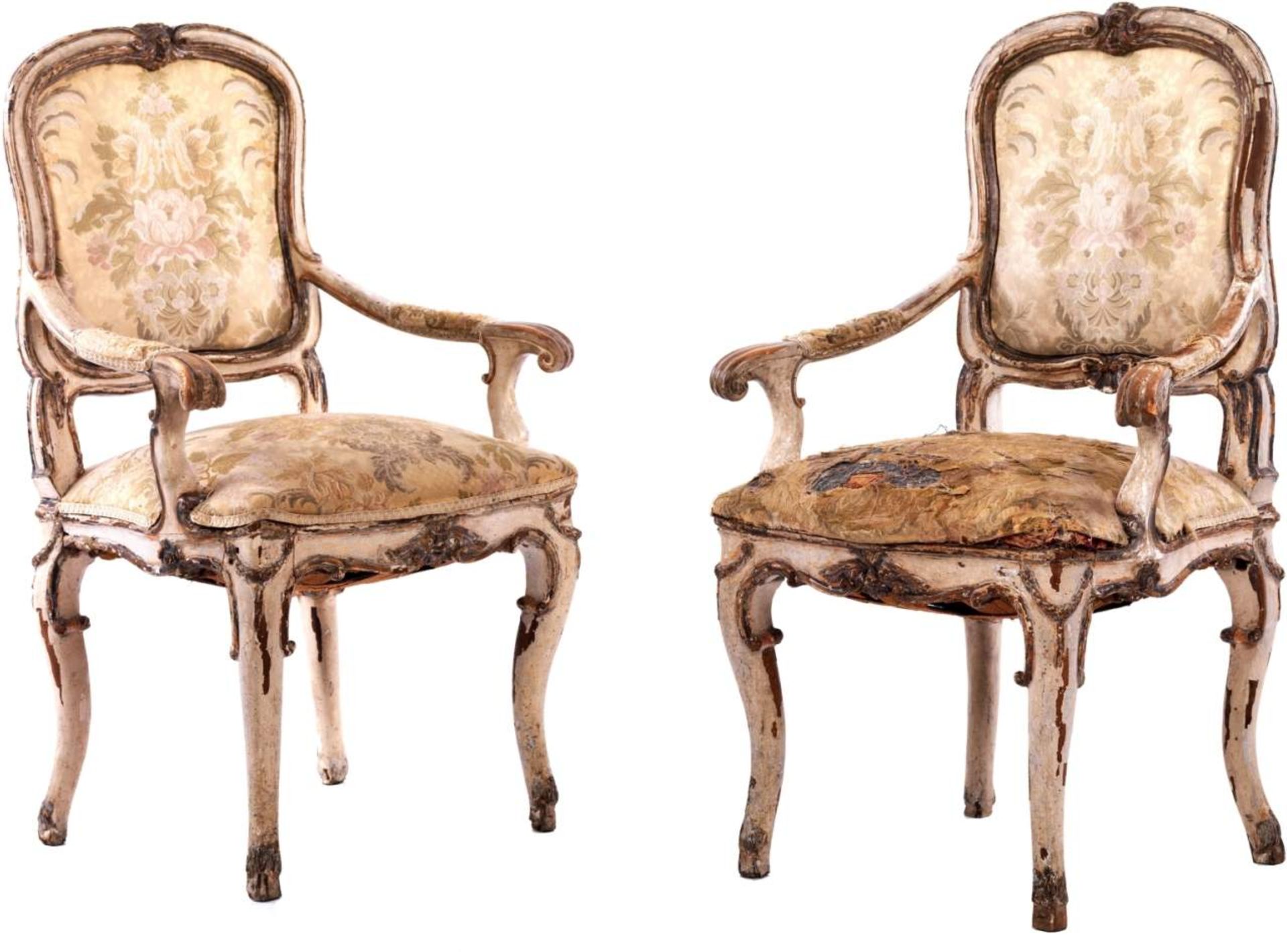 Pair of Rococo armchairsHeight: 99.5 cm. Width: 63 cm. Depth: 50 cm. Bayreuth, 18th century. - Bild 5 aus 5